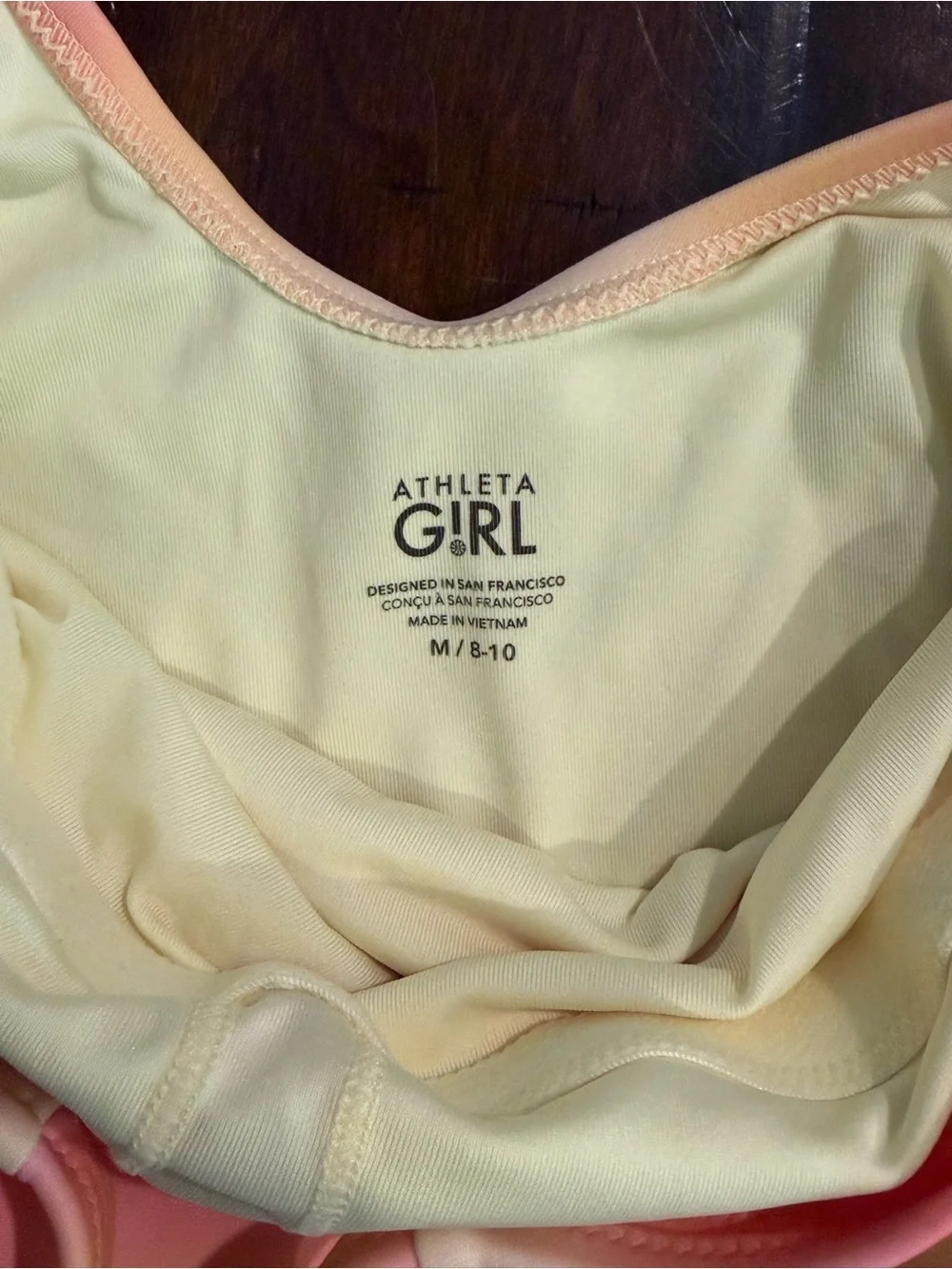 Athleta Girl Cream and Pink One-Piece Swimsuit